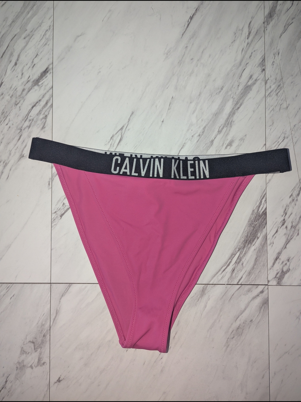 Calvin Klein Pink Bikini Bottom with Logo Waistband